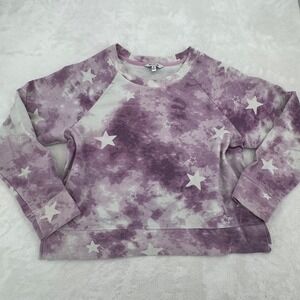 Wildfox Purple Tie Dye Star Print Soft Sweatshirt Pullover Size Medium Wild Fox